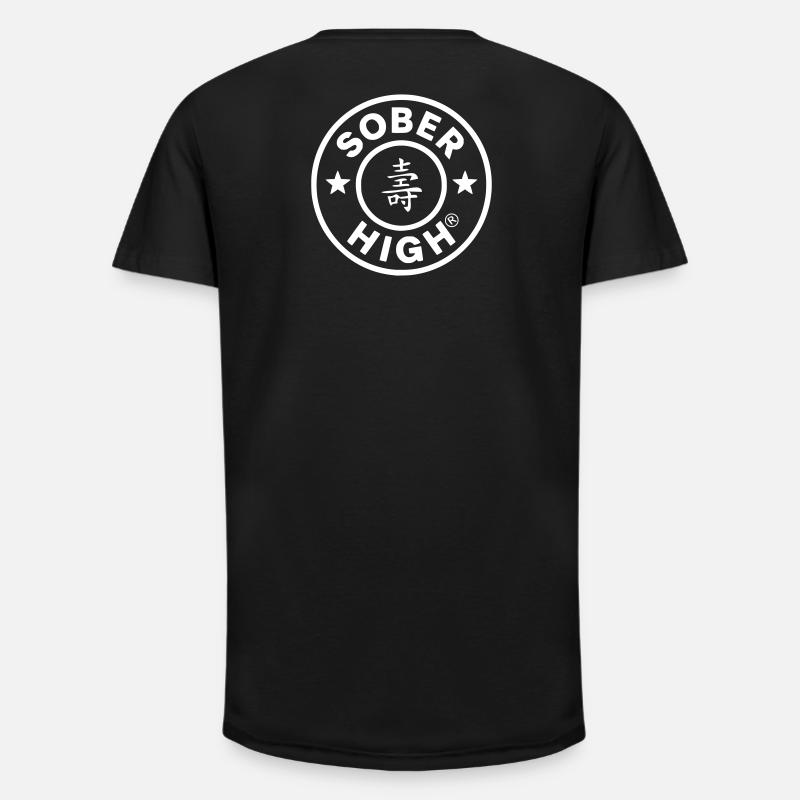 Vivre proprement. Sentir-vous défoncé. Soberhigh. - T-shirt coupe longue homme - noir