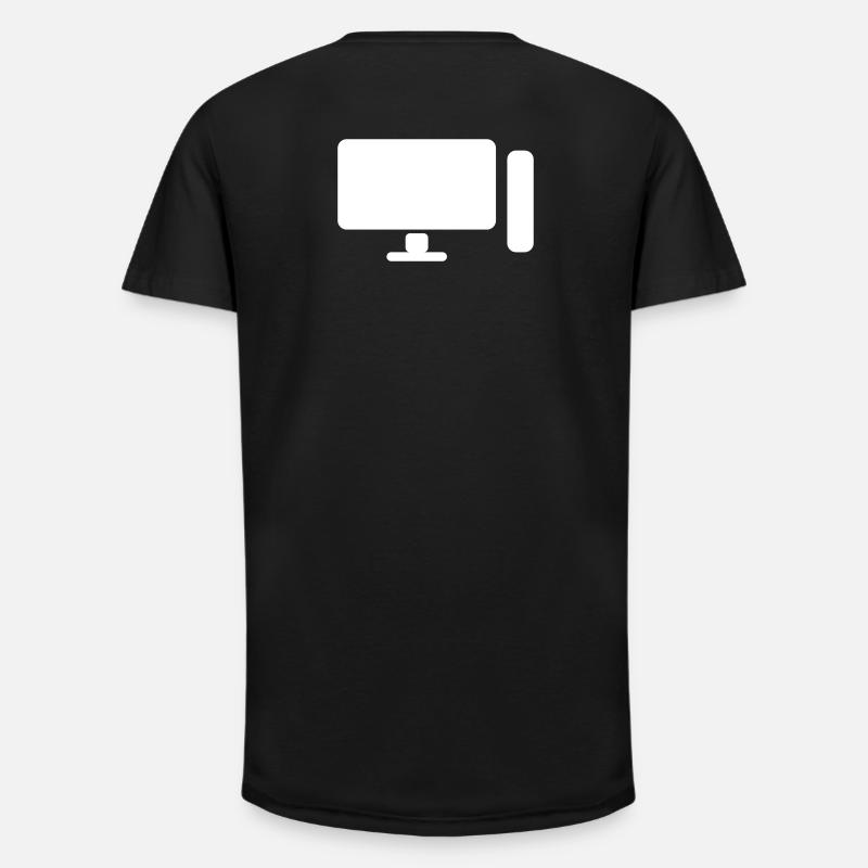 Minimal PC Setup Icon – Gamer Design - Long Fit Männer T-Shirt - Schwarz