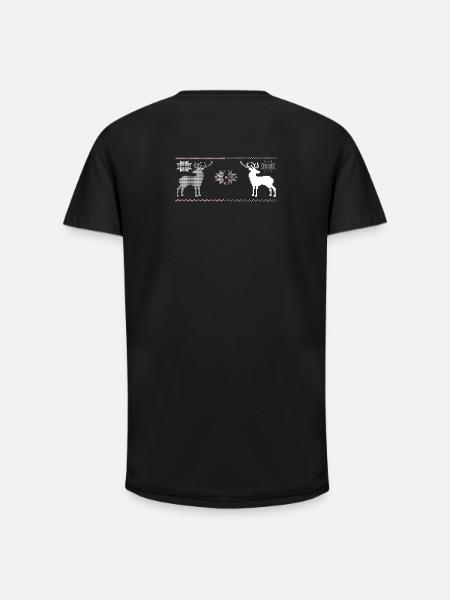 Christmas, Reindeer - Long Fit Men's T-Shirt - black