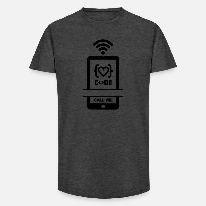 Codist Call me phone code heart - Long Fit Men's T-Shirt - charcoal grey