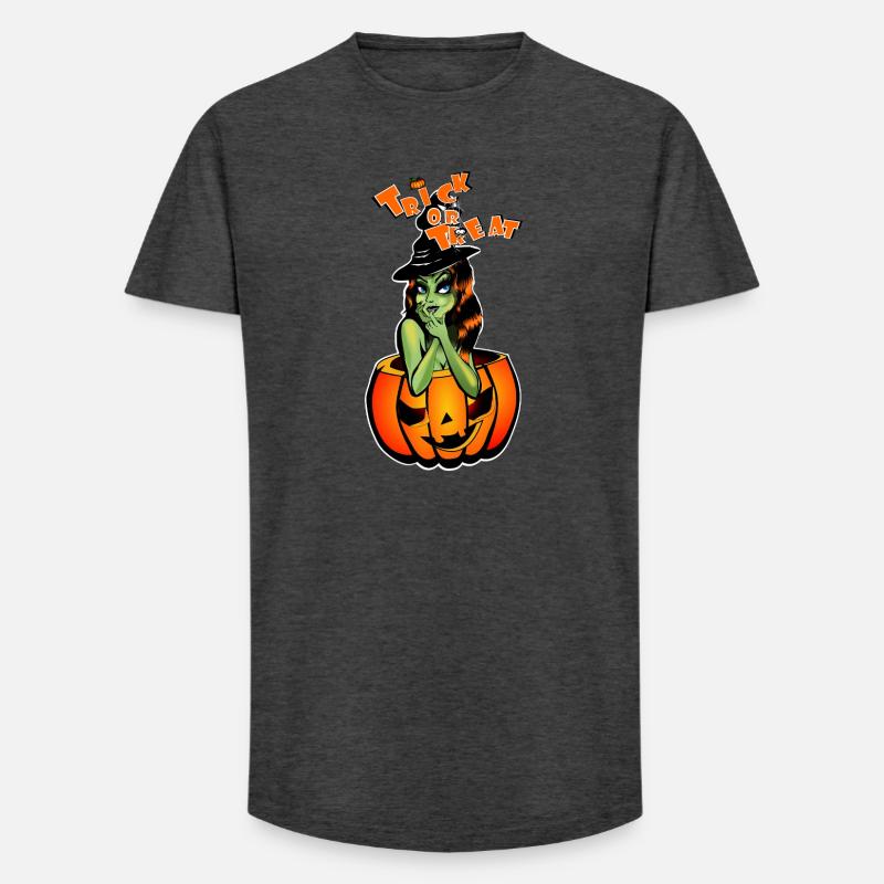 Süßes oder Saures Hexe im Kürbis - Long Fit Männer T-Shirt - Anthrazit