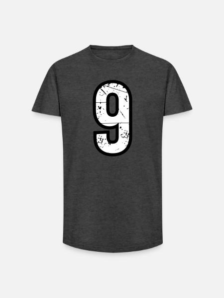 9 - Long Fit Männer T-Shirt - Anthrazit