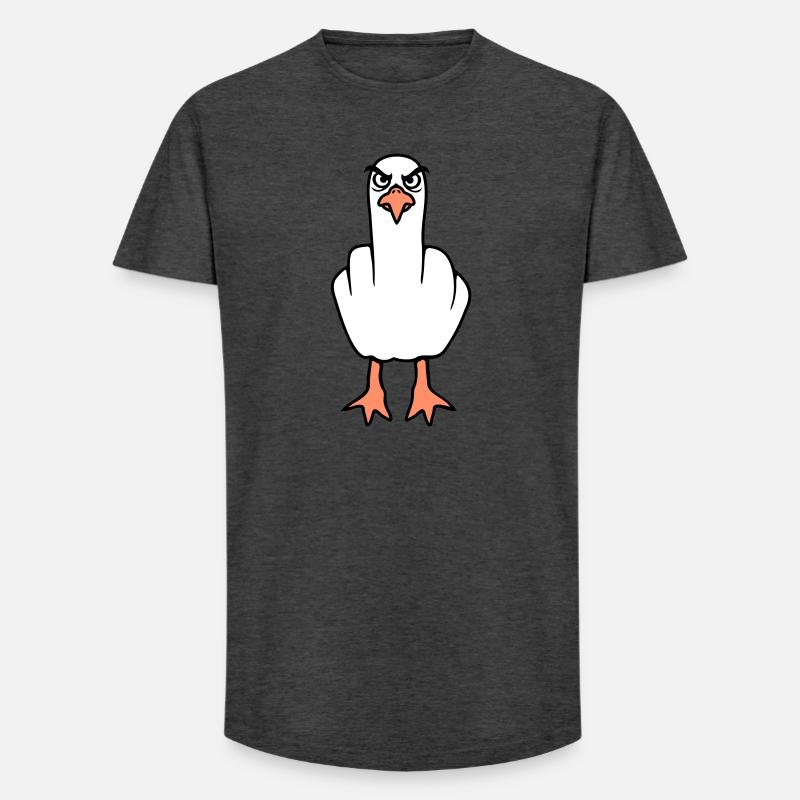 Möwe Mittelfinger Beleidigung Stinkefinger frech - Long Fit Männer T-Shirt - Anthrazit