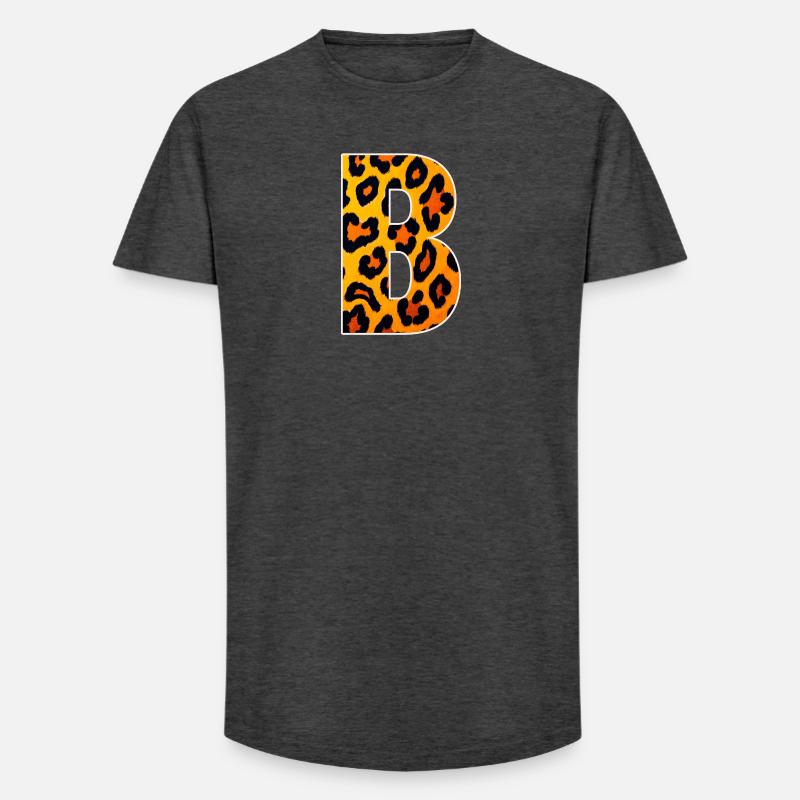 LeopardB Monogram in Leopard Look - Long Fit Men's T-Shirt - charcoal grey
