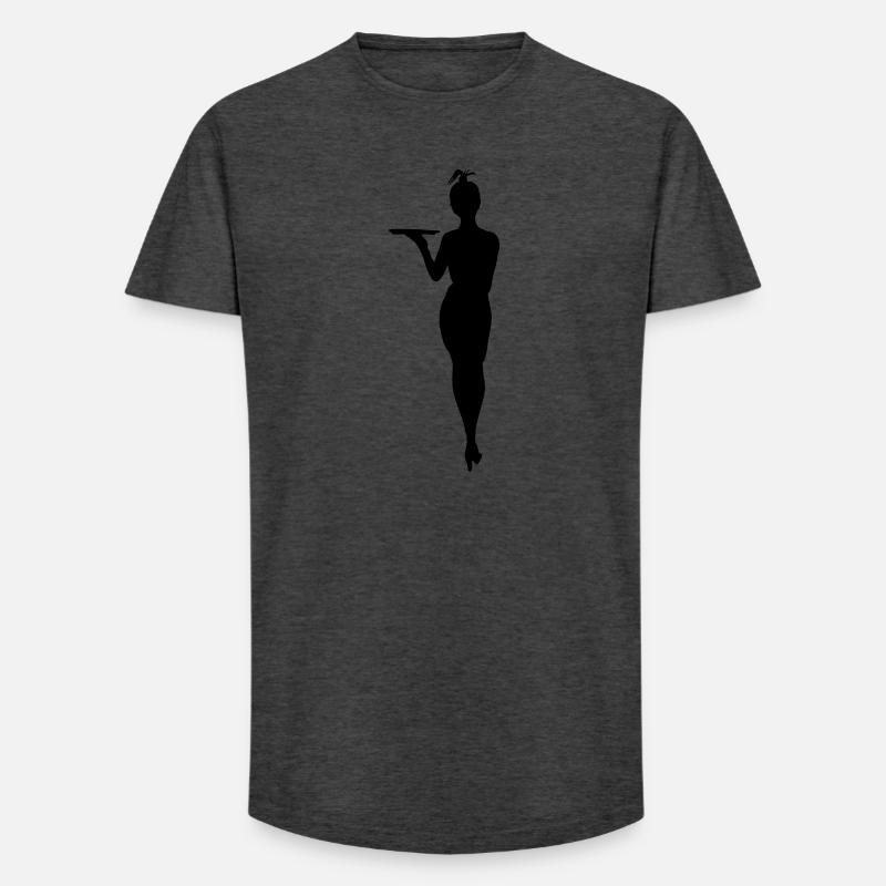 Herausfordernde Kellnerin mit Tablettschattenfigur - Long Fit Männer T-Shirt - Anthrazit