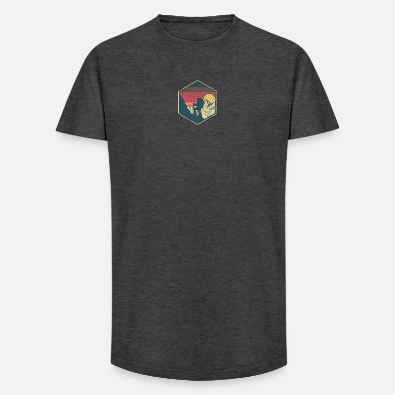 Sunset Summit Climber Hex-Abzeichen - Long Fit Männer T-Shirt - Anthrazit