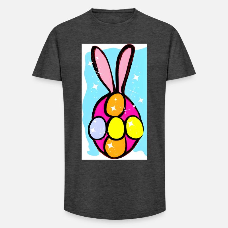 Bunte Osterhasen-Eier Illustration - Long Fit Männer T-Shirt - Anthrazit