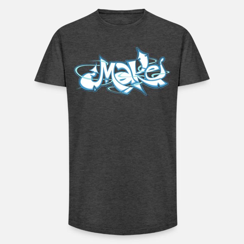 Blaues Wort machen Graffiti - Long Fit Männer T-Shirt - Anthrazit