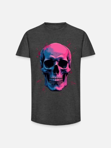 Neon Skull - Long Fit Men's T-Shirt - charcoal grey
