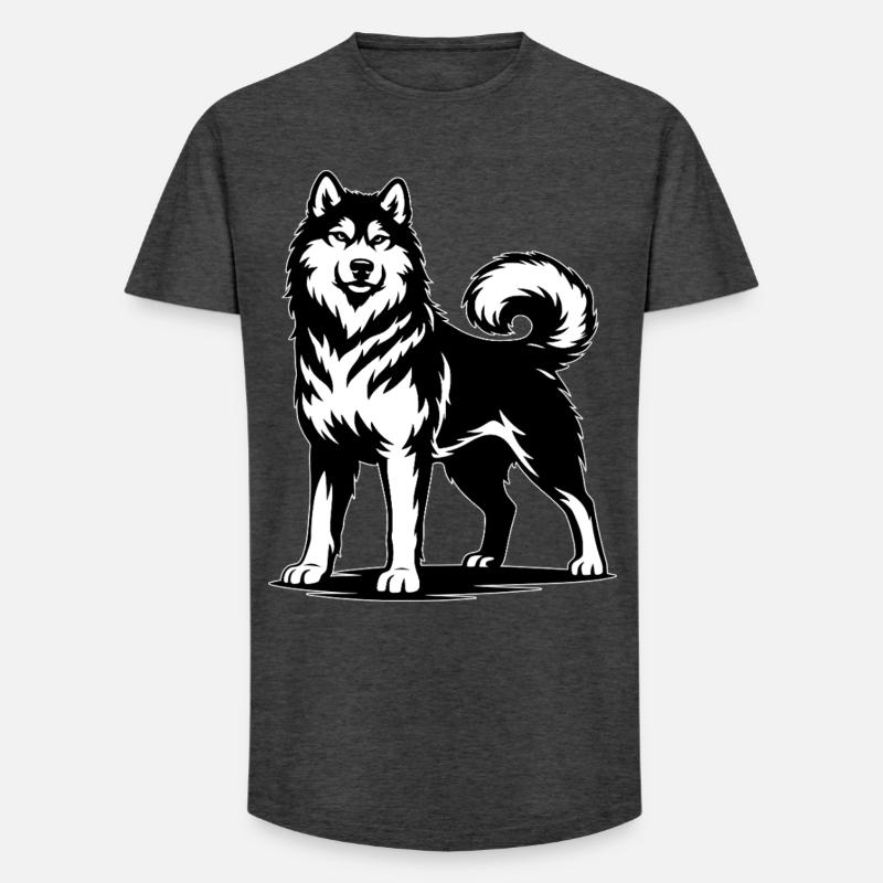 Alaskan Malamute in stolzer Pose - Long Fit Männer T-Shirt - Anthrazit