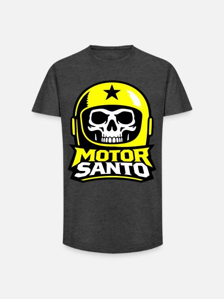 Motor Santo Skull Logo - Long Fit Men's T-Shirt - charcoal grey