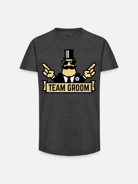 Team Groom (Pointing Stag Night Bachelor Party 3C) - Long Fit Men's T-Shirt - charcoal grey