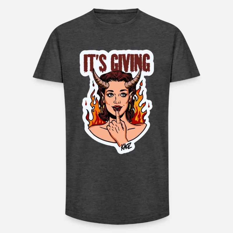 Devilish Diva Flame - Long Fit Men's T-Shirt - charcoal grey