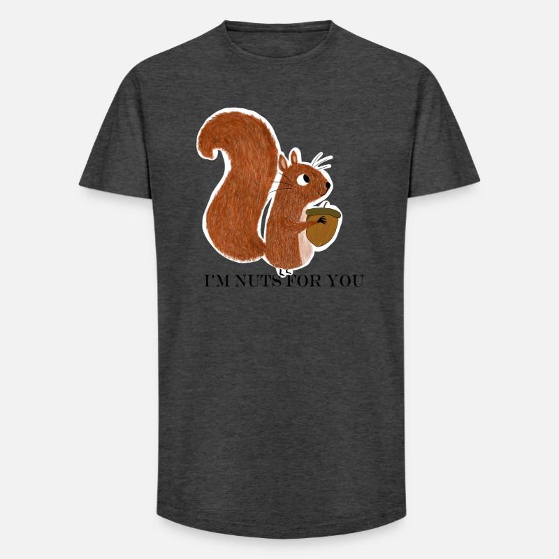 Eichhörnchen mit Eichel - Long Fit Männer T-Shirt - Anthrazit