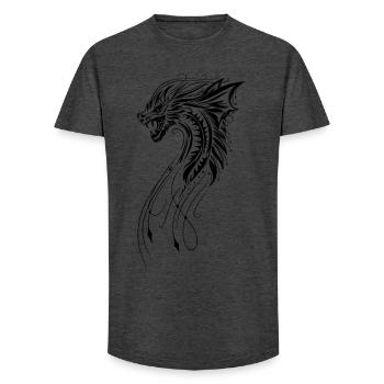 Dragon Fantasy Fire Dragon - Long Fit Men's T-Shirt - charcoal grey - Front - AI Model Male 185 light (185cm)
