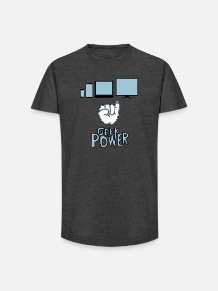 Geek - T-shirt coupe longue homme - charbon