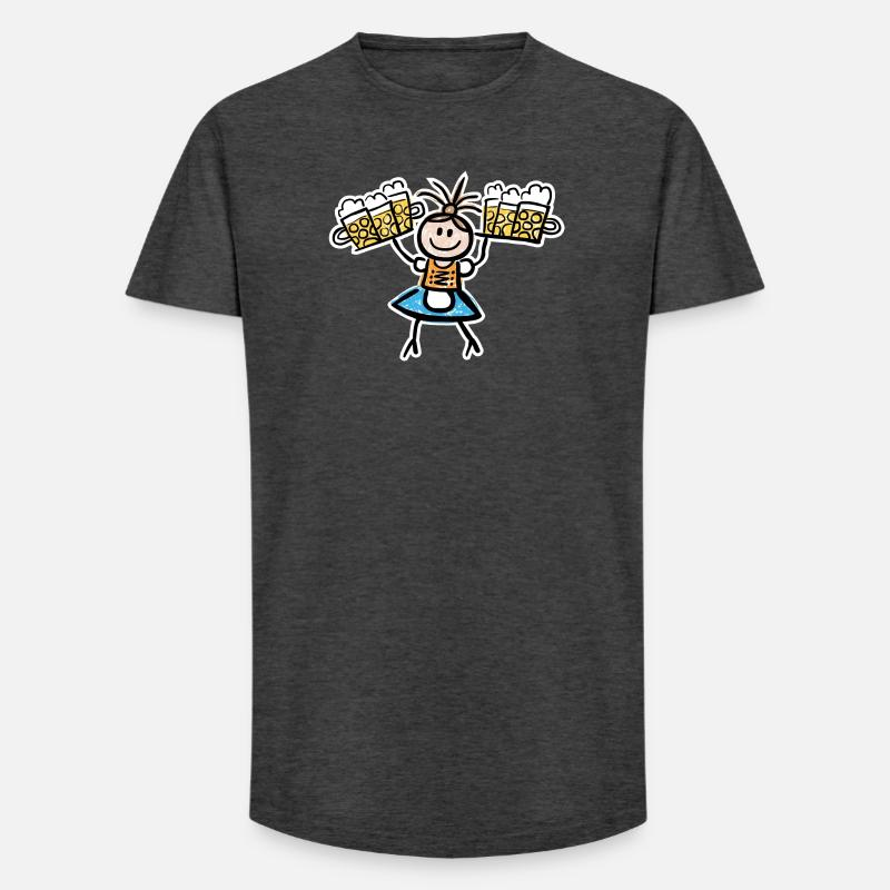 Kellnerin im Dirndl mit Biertablett - Long Fit Männer T-Shirt - Anthrazit