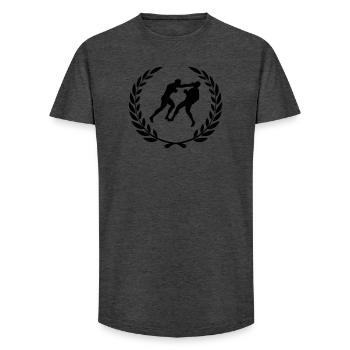 Prix sportif couronne de laurier KO boxe - T-shirt coupe longue homme - charbon - Devant - AI Model Male 185 light (185cm)