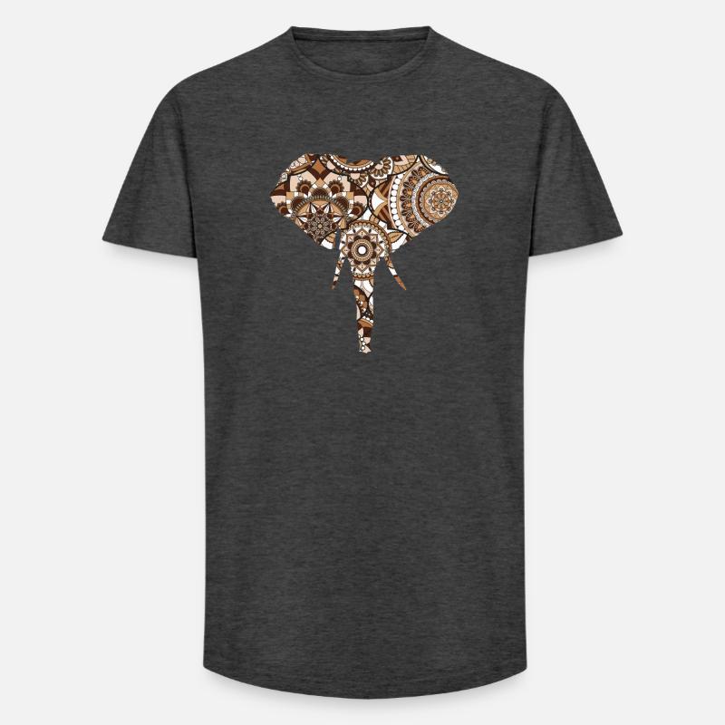 Elefantenmuster - Long Fit Männer T-Shirt - Anthrazit