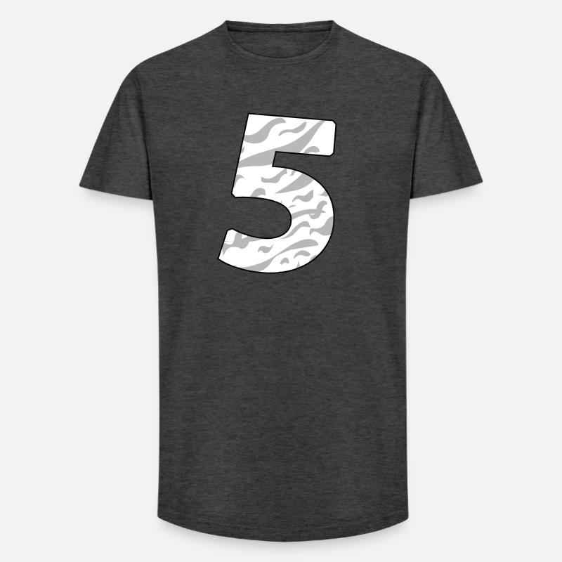 5 - Long Fit Männer T-Shirt - Anthrazit