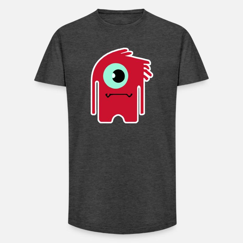 Rotes Zyklopenmonster | Lustiger Chibi-Alien - Long Fit Männer T-Shirt - Anthrazit