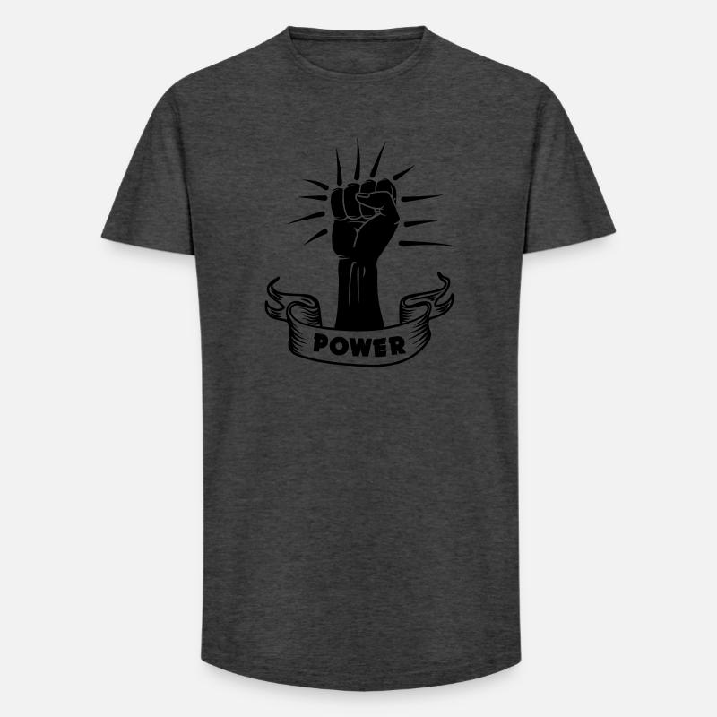 Power schwarze Faust - Long Fit Männer T-Shirt - Anthrazit