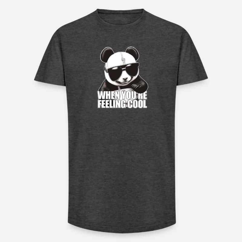 Cool panda feeling good - Long Fit Männer T-Shirt - Anthrazit
