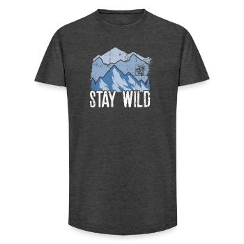Stay Wild Mountain Peaks - Long Fit Men's T-Shirt - charcoal grey - Front - AI Model Male 185 light (185cm)