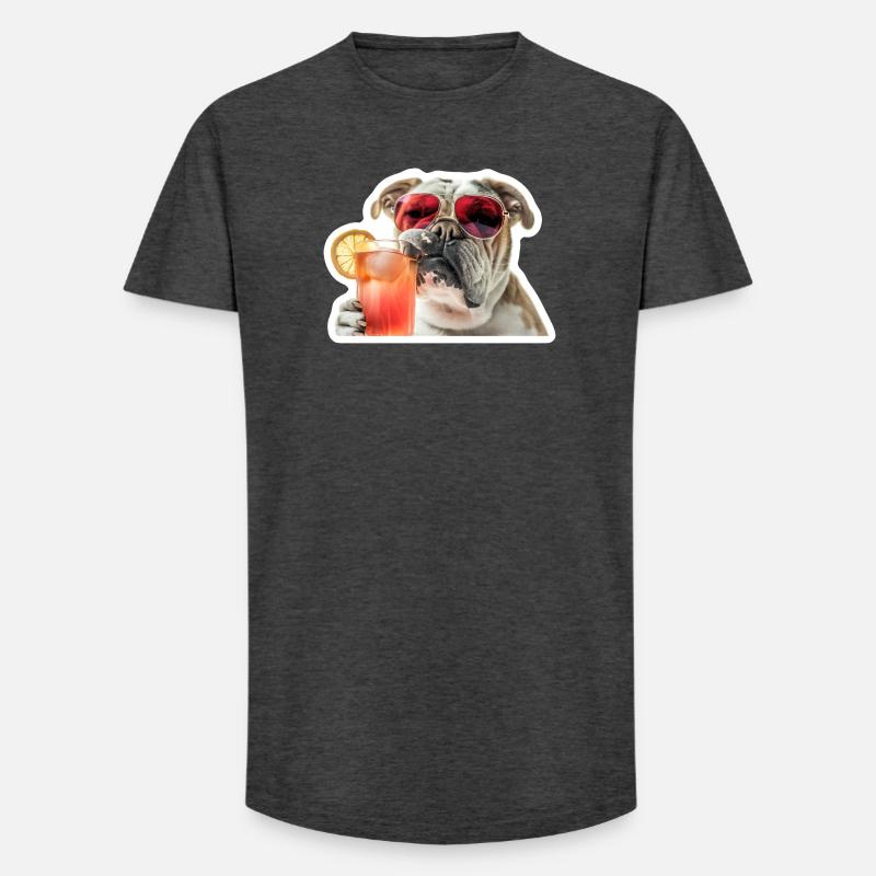 Bully Boire un cocktail - T-shirt coupe longue homme - charbon