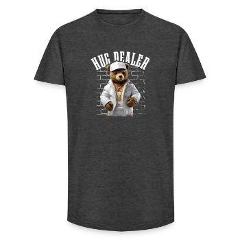 Gangster Hug Dealer Teddy Bear Funny - Long Fit Men's T-Shirt - charcoal grey - Front - AI Model Male 185 light (185cm)