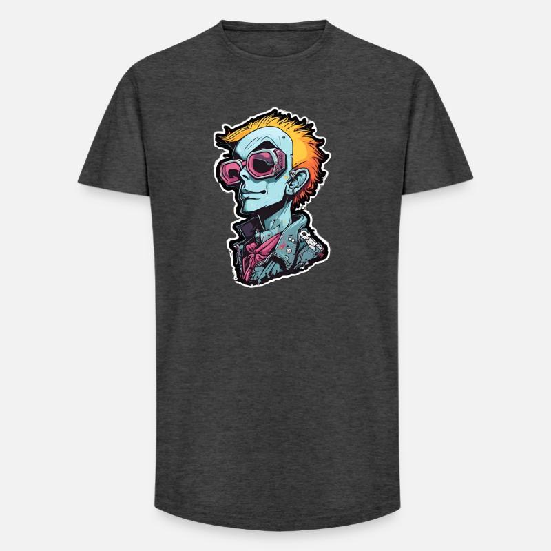 Blauer Punk mit Neon Goggles - Long Fit Männer T-Shirt - Anthrazit