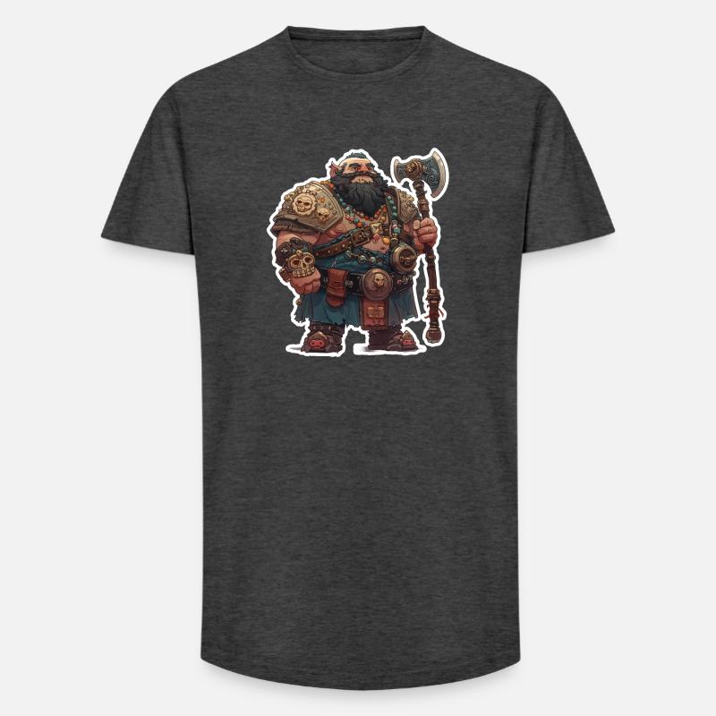 Dicker Zwergenkrieger mit großer Axt - Long Fit Männer T-Shirt - Anthrazit