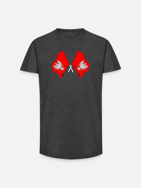 Two flags Masovia - Long Fit Men's T-Shirt - charcoal grey