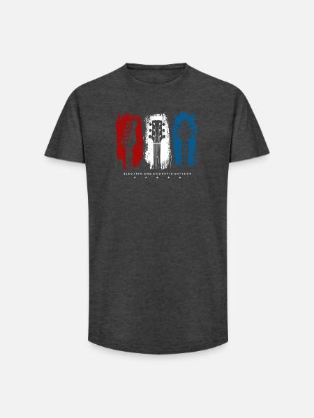 Flag Trio Guitars Grunge - Long Fit Men's T-Shirt - charcoal grey
