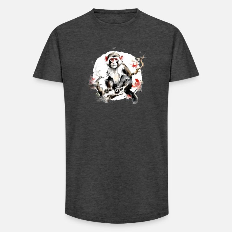 Chinesisches Sternzeichen Affe - Long Fit Männer T-Shirt - Anthrazit