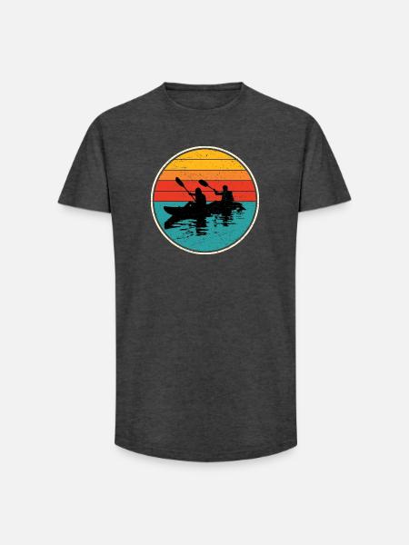 Sunset Kayak Duo Circle - Long Fit Men's T-Shirt - charcoal grey