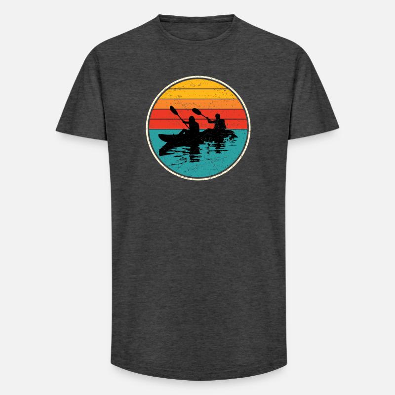 Sunset Kayak Duo Circle - Long Fit Men's T-Shirt - charcoal grey