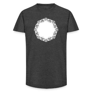 Dentelle de gâteau blanc en filigrane comme décoration - T-shirt coupe longue homme - charbon - Devant - AI Model Male 185 light (185cm)