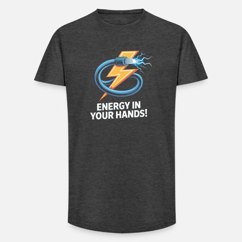 Elektrischer Strom Blitz Design - Long Fit Männer T-Shirt - Anthrazit
