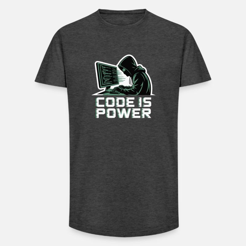 Cyber Hacker Code Infinity Design - Long Fit Men's T-Shirt - charcoal grey