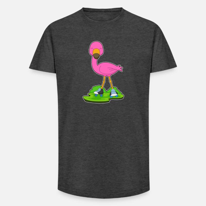 Flamingo roller skating roller skates - Long Fit Men's T-Shirt - charcoal grey