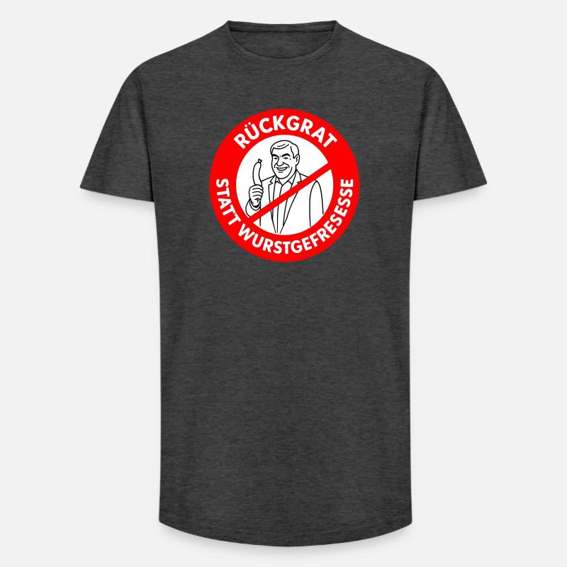 Rückgrat statt Wurstgefresse! Comic-WUNSCHFARBEN  - Long Fit Männer T-Shirt - Anthrazit