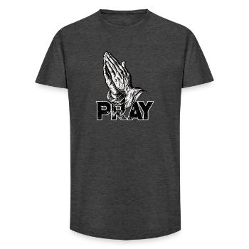 Praying Hands Pray - Long Fit Men's T-Shirt - charcoal grey - Front - AI Model Male 185 light (185cm)