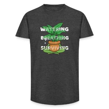Arroser, respirer, survivre - dicton motivant - T-shirt coupe longue homme - charbon - Devant - AI Model Male 185 light (185cm)