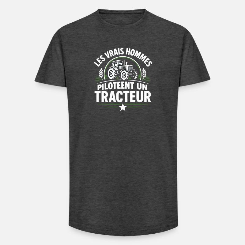 Echte Männer fahren einen Traktor - Long Fit Männer T-Shirt - Anthrazit