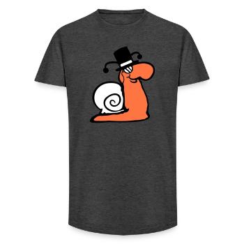 Mr Schnecke Sir Herr reich Monokel Brille Zylinder - Long Fit Männer T-Shirt - Anthrazit - Vorne - AI Model Male 185 light (185cm)