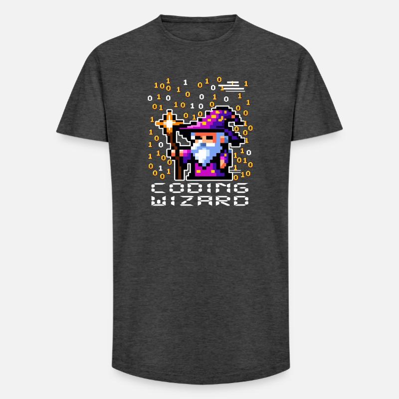 Wizard Pixel Code - Long Fit Men's T-Shirt - charcoal grey