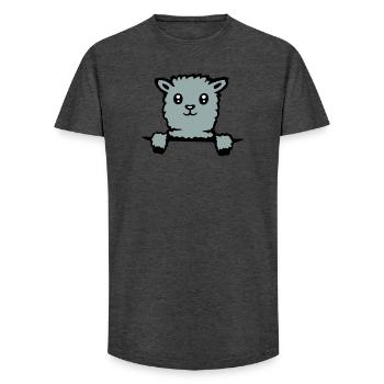 Cute llama fluffy alpaca peeking out - Long Fit Men's T-Shirt - charcoal grey - Front - AI Model Male 185 light (185cm)