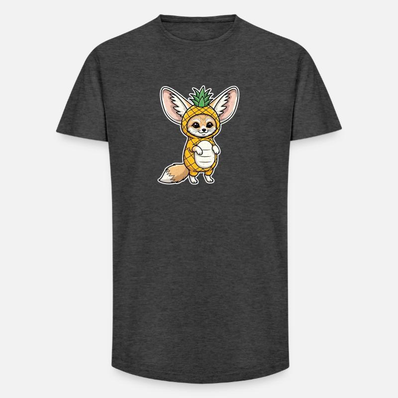 Fennek mit Ananas Comic Shirt Geschenk - Long Fit Männer T-Shirt - Anthrazit