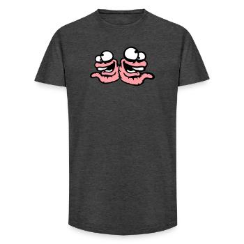Worms Laughing Duo Crazy Spliking Silly Team - T-shirt coupe longue homme - charbon - Devant - AI Model Male 185 light (185cm)